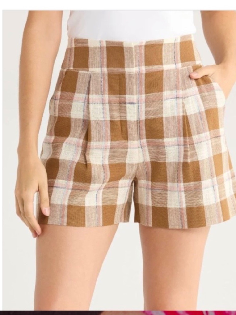 Veronica Beard 'Haina' High-Waist Plaid Shorts Size 0